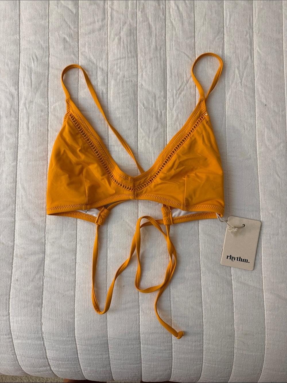 Rhythm Bright Orange Yellow Tie-Back Bikini Top